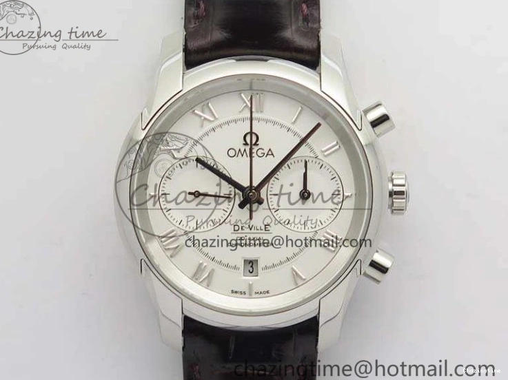 0325 De Ville Chronograph SS OMF 1:1 Best Edition White Dial On Brown Leather strap A Versatile 8111